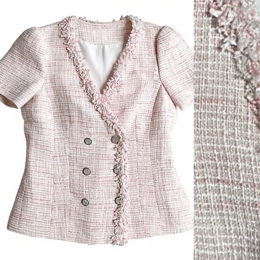central park west New York City tweed pink maizie  blazer jacket size S Small - Picture 10 of 13